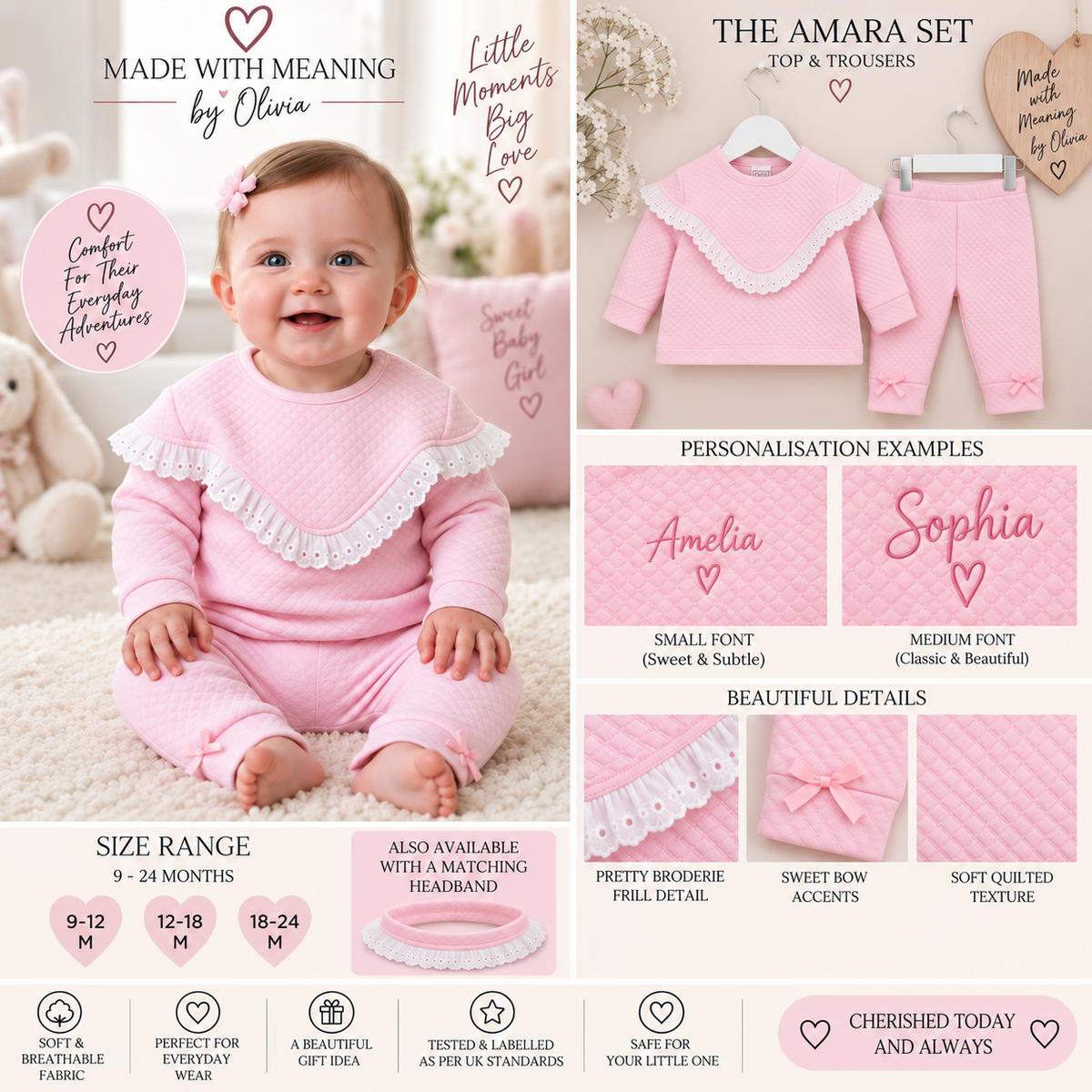 The Amara Quilted Personalised Set - Made With Meaning by Olivia