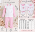 Blush Cotton Children’s Pyjamas by Made With Meaning by Olivia – pink product, personalisation examples and size guide