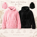 Made with Feeling by Olivia Cloud Lounge Fleece Hoodie in blush pink and black