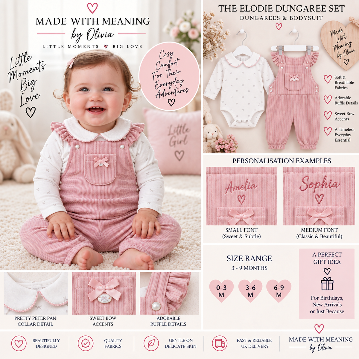 The Elodie Velour Dungaree Set - Made With Meaning by Olivia