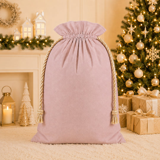 Everwish velvet Christmas sack in pink