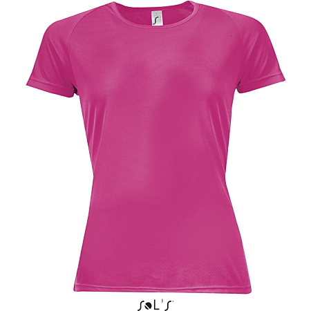 Neon pink ladies performance T-shirt front