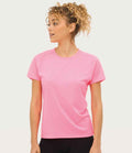 Neon pink ladies performance T-shirt model