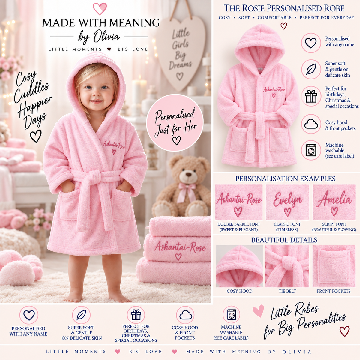 The Rosie Personalised Robe - Made With Meaning by Olivia