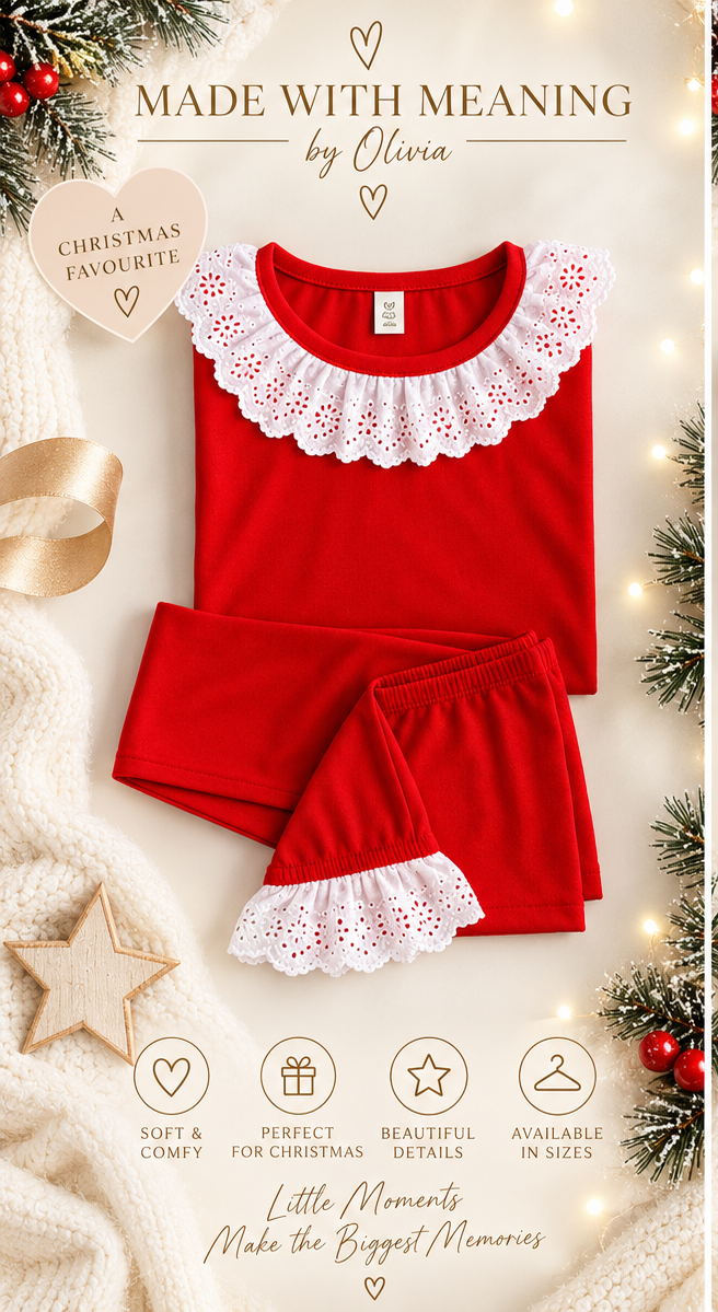 Made With Meaning by Olivia Ruby Frill Children’s Christmas Pyjamas – unpersonalised