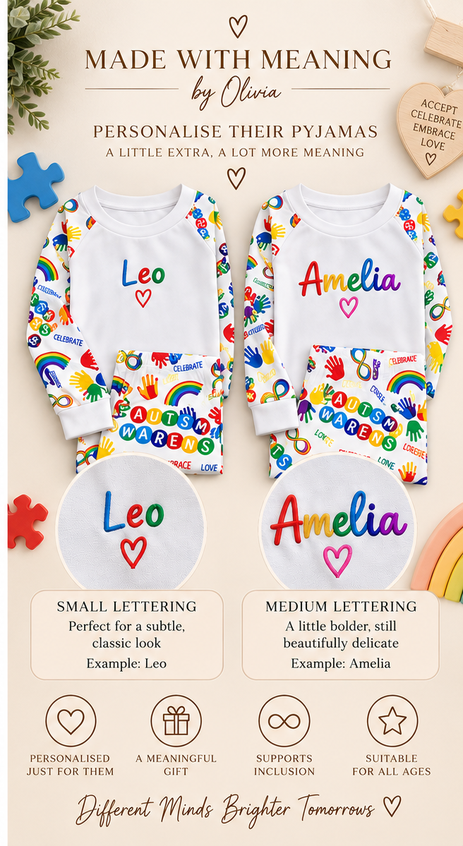 Spectrum Stars adult pyjamas small and medium personalisation examples