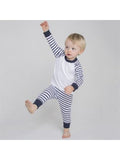 Navy and white striped baby toddler pyjamas